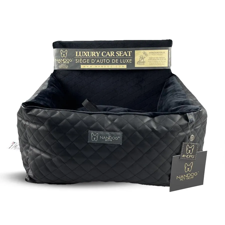 Nandog Luxe Dog Car Seat (Black Vegan Leather)